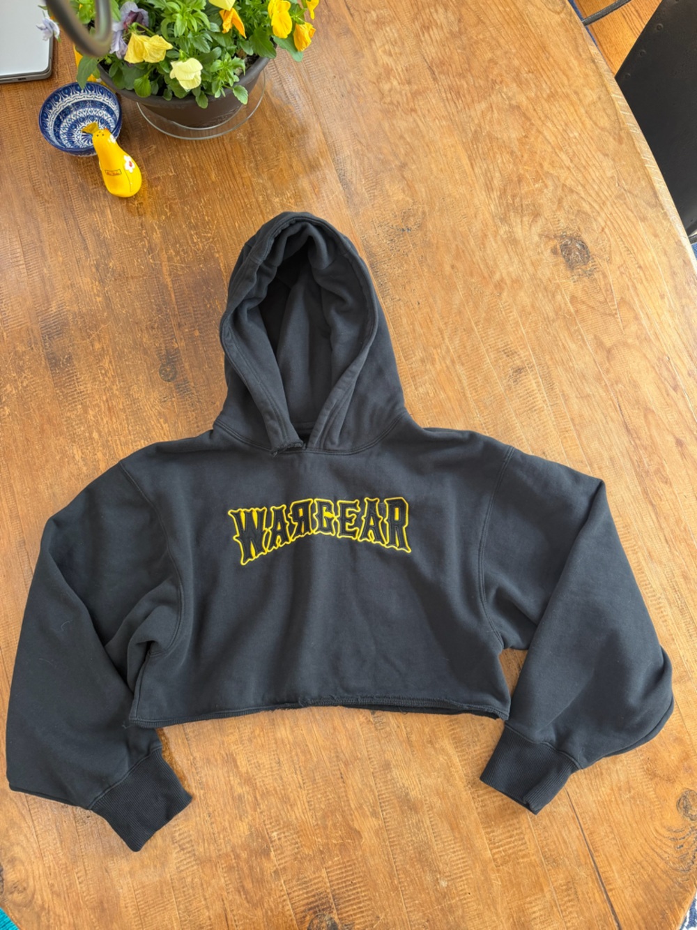 RawGear War Gear Cropped Hoodie Black With Yellow Embroidered Logo